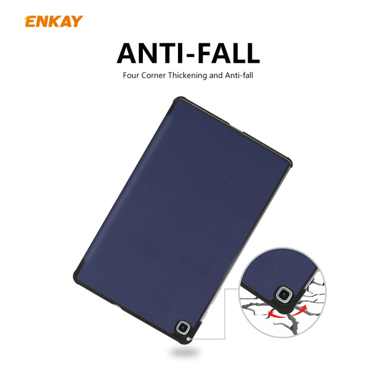 For Samsung Galaxy Tab S6 Lite P610 / P615 / Tab S6 Lite 2022 / P613 / P619 ENKAY 3-Fold Plastic Leather Smart Tablet Case(Black)