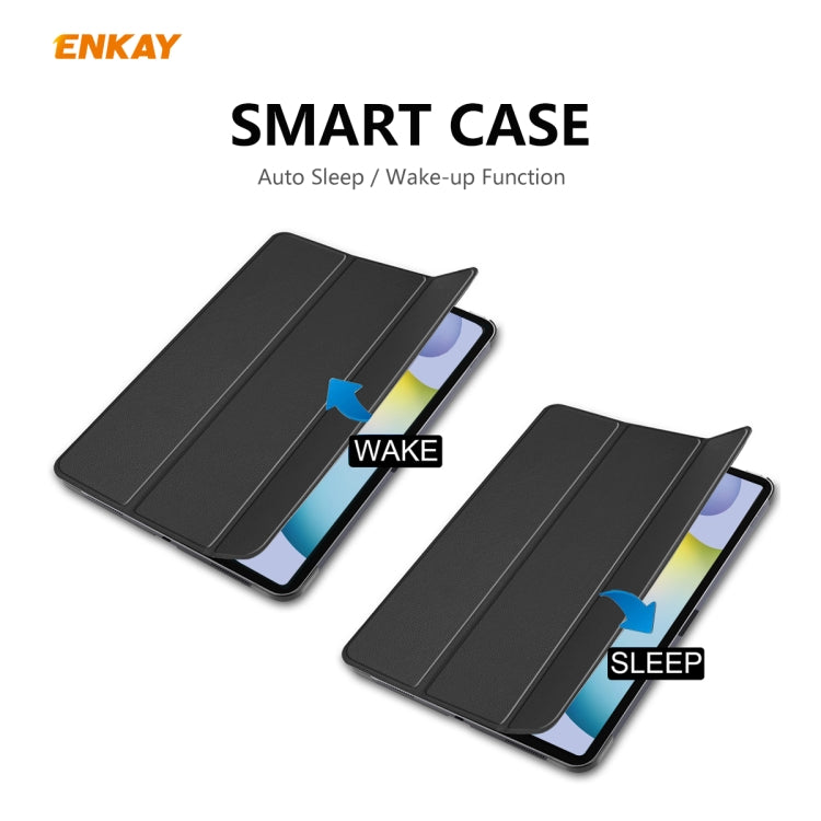 For Samsung Galaxy Tab S6 Lite P610 / P615 / Tab S6 Lite 2022 / P613 / P619 ENKAY 3-Fold Plastic Leather Smart Tablet Case(Black)