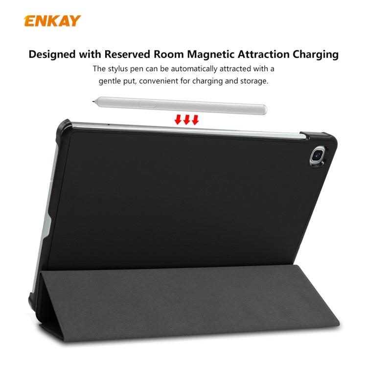 For Samsung Galaxy Tab S6 Lite P610 / P615 / Tab S6 Lite 2022 / P613 / P619 ENKAY 3-Fold Plastic Leather Smart Tablet Case(Black)