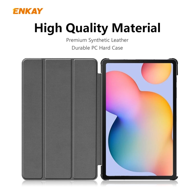 For Samsung Galaxy Tab S6 Lite P610 / P615 / Tab S6 Lite 2022 / P613 / P619 ENKAY 3-Fold Plastic Leather Smart Tablet Case(Black)