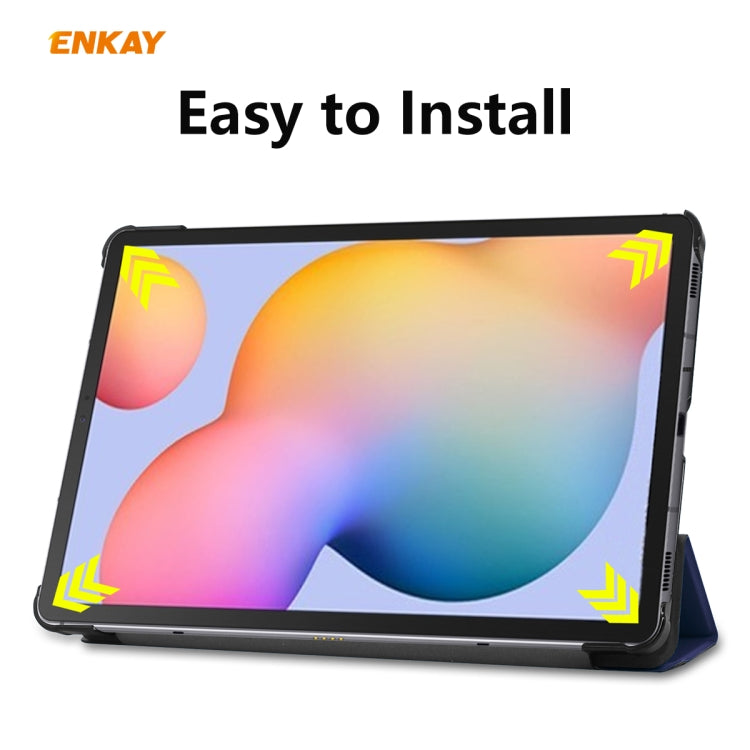 For Samsung Galaxy Tab S6 Lite P610 / P615 / Tab S6 Lite 2022 / P613 / P619 ENKAY 3-Fold Plastic Leather Smart Tablet Case(Black)