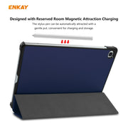 For Samsung Galaxy Tab S6 Lite P610 / P615 / Tab S6 Lite 2022 / P613 / P619 ENKAY 3-Fold Plastic Leather Smart Tablet Case(Dark Blue)