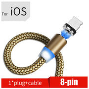 USB to 8 Pin Magnetic Metal Connector Nylon Two-color Braided Magnetic Data Cable, Cable Length: 1m(Gold)