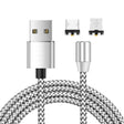 2 in 1 USB to 8 Pin + Micro USB Magnetic Metal Interface Nylon Braided Charging Cable, Length: 1m(Silvery) - Charging Cable & Head by PMC TechLife | Online Shopping South Africa | PMC TechLife | Buy Now Pay Later Mobicred