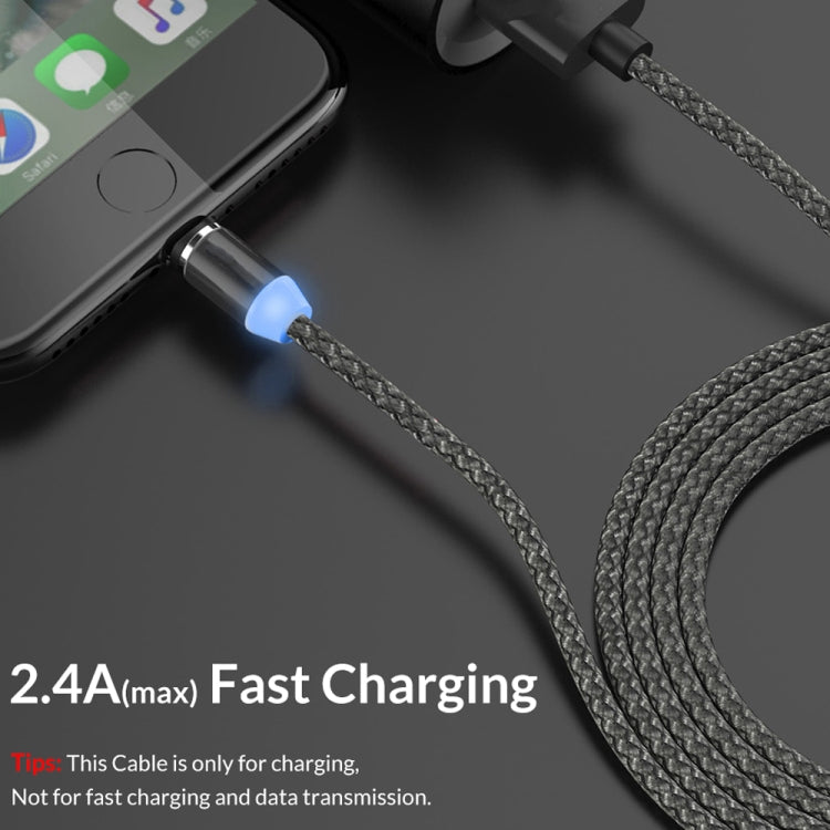 2 in 1 USB to 8 Pin + Micro USB Magnetic Metal Interface Nylon Braided Charging Cable, Length: 1m(Black)