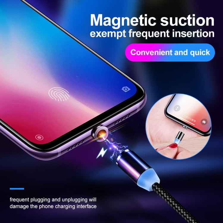 2 in 1 USB to 8 Pin + Micro USB Magnetic Metal Interface Nylon Braided Charging Cable, Length: 1m(Black)