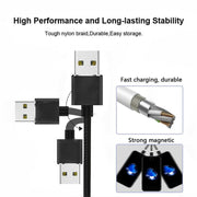 2 in 1 USB to 8 Pin + Micro USB Magnetic Metal Interface Nylon Braided Charging Cable, Length: 1m(Black)
