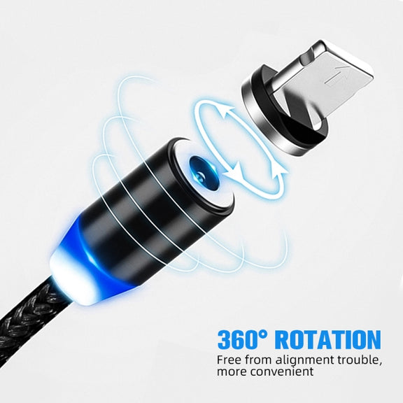 2 in 1 USB to 8 Pin + Micro USB Magnetic Metal Interface Nylon Braided Charging Cable, Length: 1m(Black)