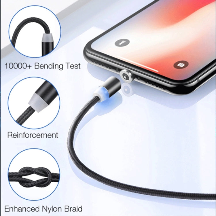 2 in 1 USB to 8 Pin + Micro USB Magnetic Metal Interface Nylon Braided Charging Cable, Length: 1m(Gold)