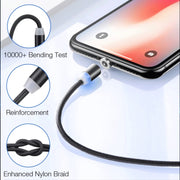 2 in 1 USB to 8 Pin + Micro USB Magnetic Metal Interface Nylon Braided Charging Cable, Length: 1m(Gold)