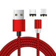 2 in 1 USB to 8 Pin + Micro USB Magnetic Metal Interface Nylon Braided Charging Cable, Length: 1m(Red) - Charging Cable & Head by PMC TechLife | Online Shopping South Africa | PMC TechLife | Buy Now Pay Later Mobicred