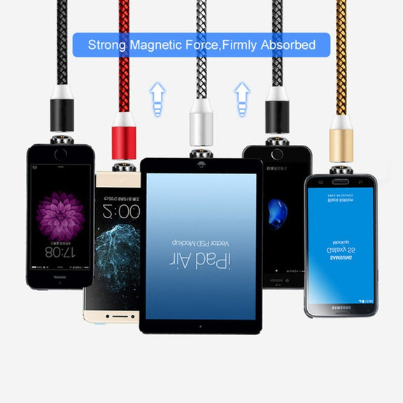 2 in 1 USB to 8 Pin + Micro USB Magnetic Metal Interface Nylon Braided Charging Cable, Length: 1m(Red)