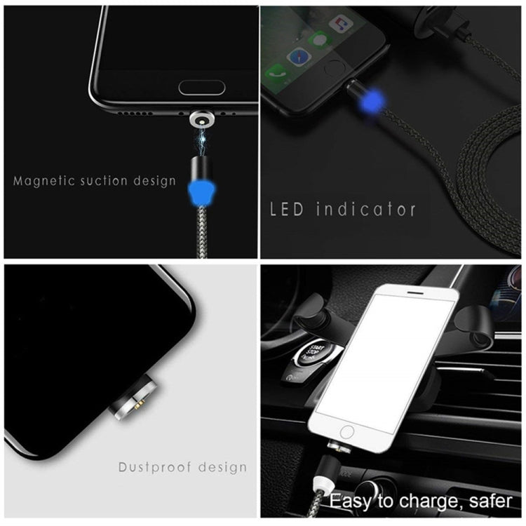 2 in 1 USB to 8 Pin + Micro USB Magnetic Metal Interface Nylon Braided Charging Cable, Length: 1m(Red)