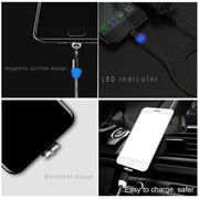 2 in 1 USB to 8 Pin + Micro USB Magnetic Metal Interface Nylon Braided Charging Cable, Length: 1m(Red)