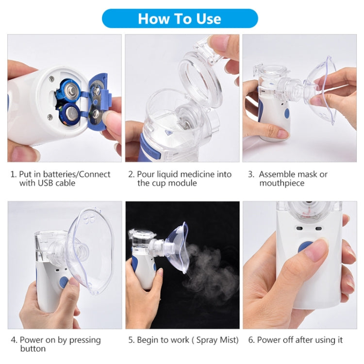 JZ-492S Portable Ultrasonic Nebulizer Mini Handheld Inhaler Respirator Health Care Home Machine Atomizer(White)
