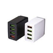 2 in 1 1m USB to 8 Pin Data Cable + 30W QC 3.0 4 USB Interfaces Mobile Phone Tablet PC Universal Quick Charger Travel Charger Set, US Plug(White)