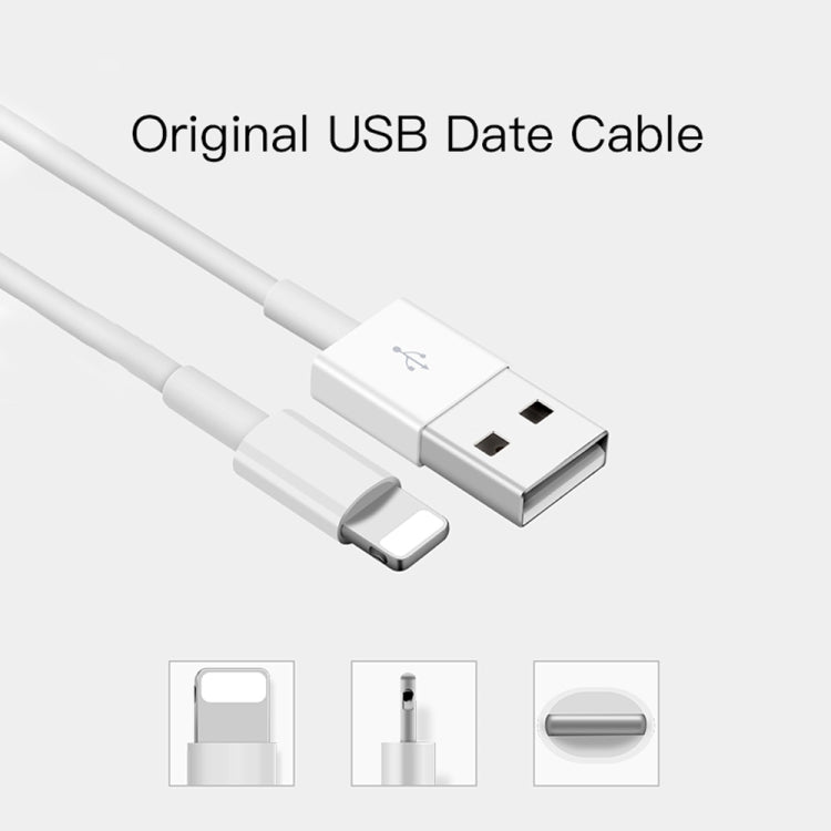 2 in 1 1m USB to 8 Pin Data Cable + 30W QC 3.0 4 USB Interfaces Mobile Phone Tablet PC Universal Quick Charger Travel Charger Set, EU Plug(White)