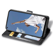 For OPPO A52/A72/A92 Retro Solid Color Leather Buckle Phone Case with Lanyard & Photo Frame & Card Slot & Wallet & Stand Function(Black)
