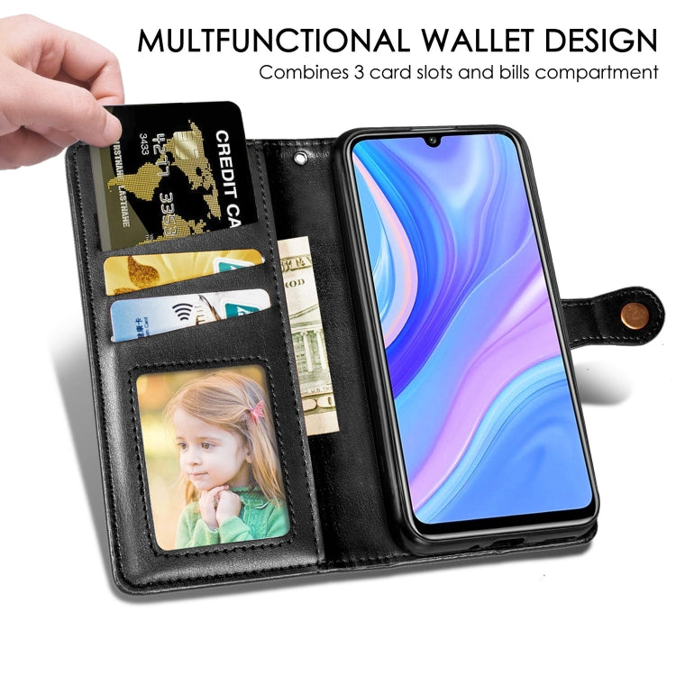 For OPPO A52/A72/A92 Retro Solid Color Leather Buckle Phone Case with Lanyard & Photo Frame & Card Slot & Wallet & Stand Function(Black)