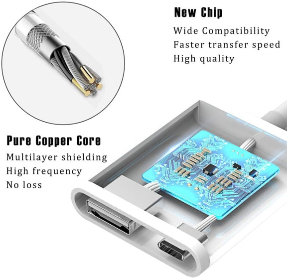 ZS-KL21806 2 in 1 8 Pin to USB 3.0 + Camera USB Read OTG Adapter, Compatible with IOS 13 and Above System