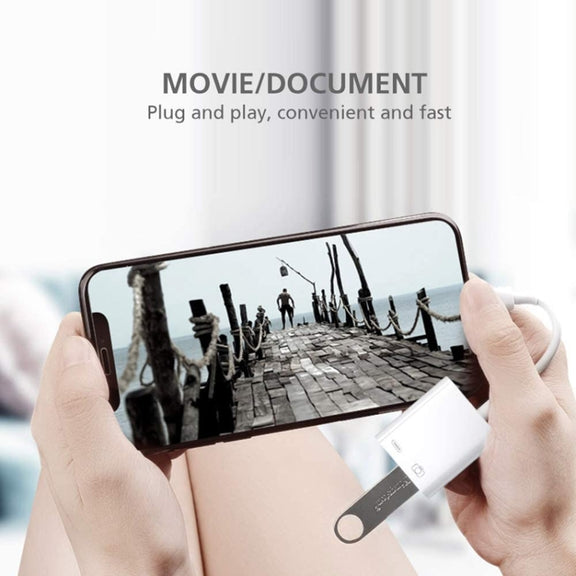 ZS-KL21806 2 in 1 8 Pin to USB 3.0 + Camera USB Read OTG Adapter, Compatible with IOS 13 and Above System