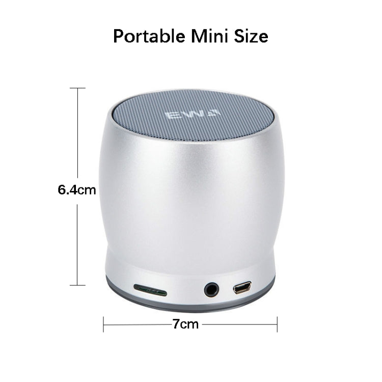 EWA A150 Portable Mini Bluetooth Speaker Wireless Hifi Stereo Strong Bass Music Boom Box Metal Subwoofer, Support Micro SD Card & 3.5mm AUX(Silver)
