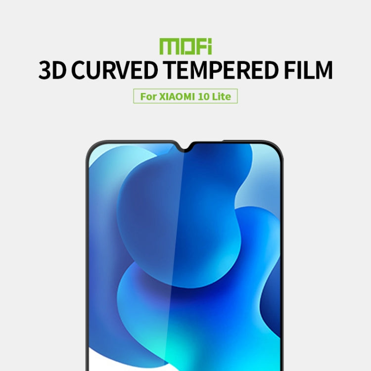 For Xiaomi Mi 10 Lite MOFI 9H 3D Explosion-proof Curved Screen Tempered Glass Film(Black)