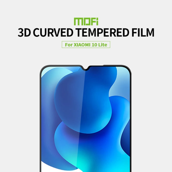 For Xiaomi Mi 10 Lite MOFI 9H 3D Explosion-proof Curved Screen Tempered Glass Film(Black)