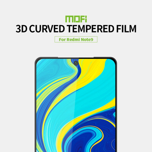 For Xiaomi Redmi Note 9 MOFI 9H 3D Explosion-proof Curved Screen Tempered Glass Film(Black)