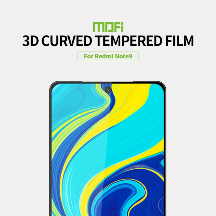 For Xiaomi Redmi Note 9 MOFI 9H 3D Explosion-proof Curved Screen Tempered Glass Film(Black)