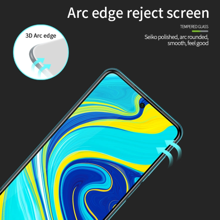For Xiaomi Redmi Note 9 MOFI 9H 3D Explosion-proof Curved Screen Tempered Glass Film(Black)
