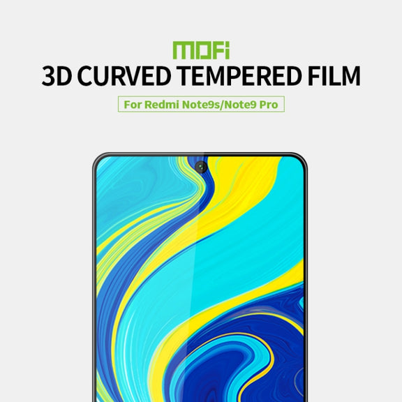 For Xiaomi Redmi Note 9S/Note 9 Pro MOFI 9H 3D Explosion-proof Curved Screen Tempered Glass Film(Black)