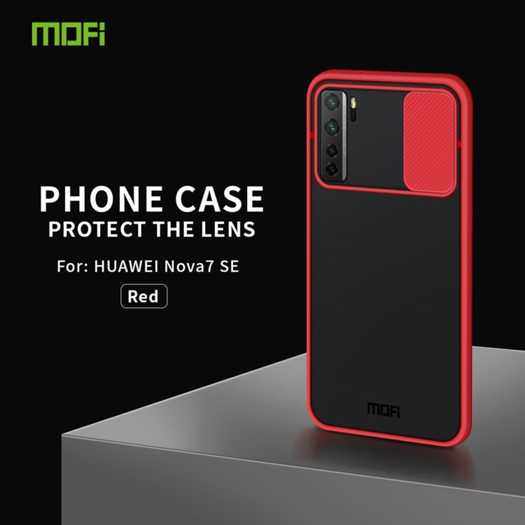 For Huawei nova 7 SE MOFI Xing Dun Series PC + TPU Anti-peep Water-resistant And Anti-drop All-inclusive Protective Shell, Translucent Frosted(Red)