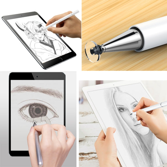 Imitation Porcelain 2 in 1 Mobile Phone Touch Screen Capacitive Pen for Apple / Huawei / Xiaomi / Samsung(White)