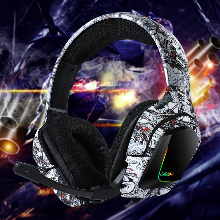 ONIKUMA K20 PS4 Surround Sound Bass PC Gamer Headphone with Microphone, RGB Light(Red Gray)