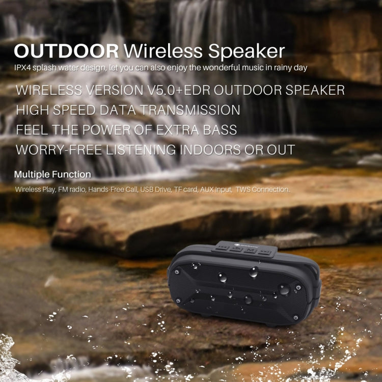 NewRixing NR-3023 Portable Stereo Wireless Bluetooth Speaker, Built-in Microphone, Support TF Card / FM(Red)