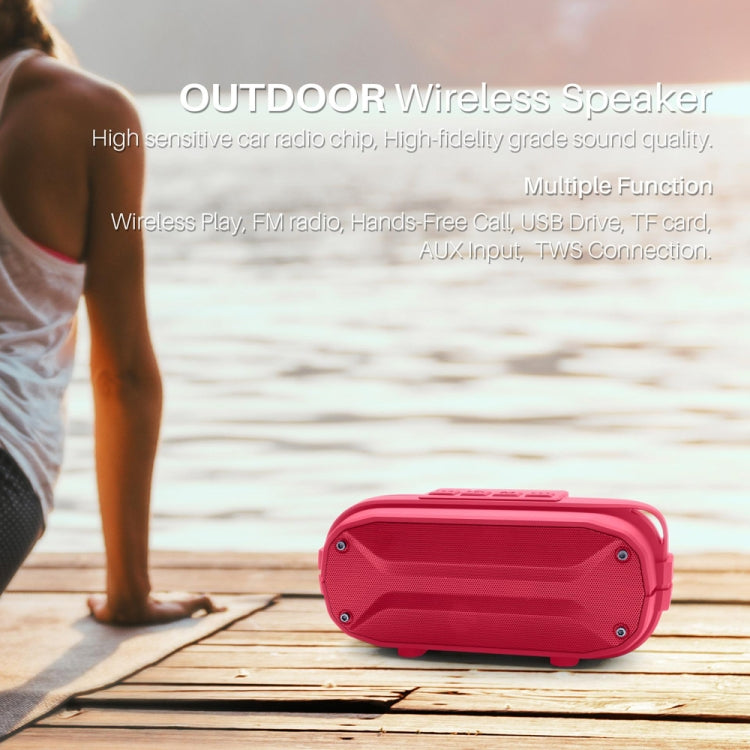 NewRixing NR-3023 Portable Stereo Wireless Bluetooth Speaker, Built-in Microphone, Support TF Card / FM(Red)