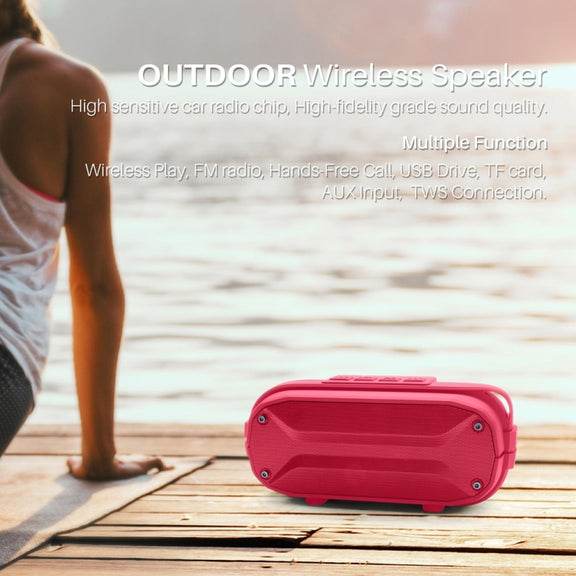 NewRixing NR-3023 Portable Stereo Wireless Bluetooth Speaker, Built-in Microphone, Support TF Card / FM(Red)