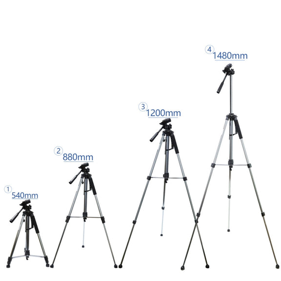 L-1200 Camera Tripod Live Broadcast Bracket For Mobile Phones, Cameras, Projectors 55-148CM Universal Adjustable Tripod (Silver)