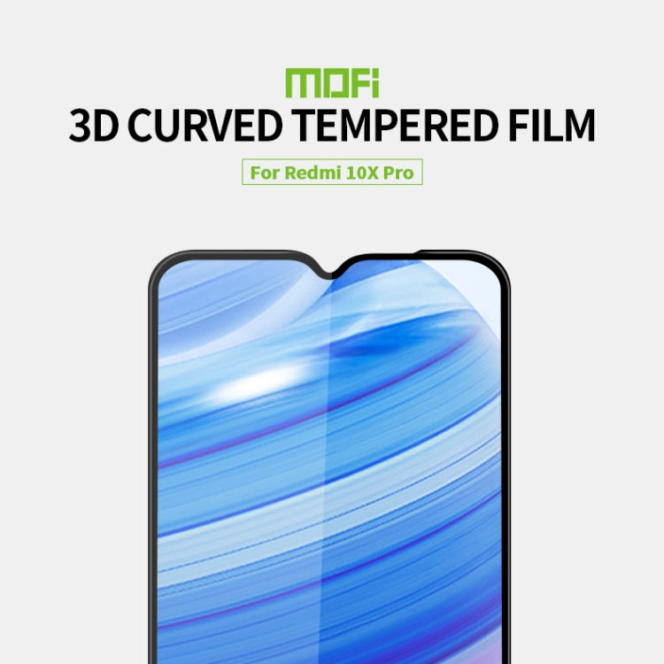For Xiaomi Redmi 10X Pro MOFI 9H 3D Explosion-proof Curved Screen Tempered Glass Film(Black)