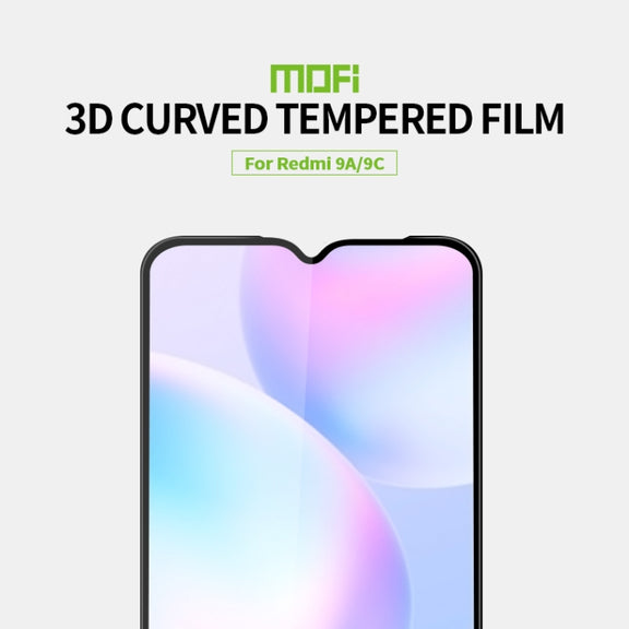 For Xiaomi Redmi 9A / 9C MOFI 9H 3D Explosion-proof Curved Screen Tempered Glass Film(Black)