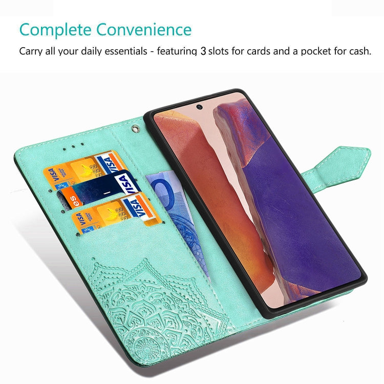 For Samsung Galaxy Note20 Ultra Halfway Mandala Embossing Pattern Horizontal Flip Leather Case with Holder & Card Slots & Wallet & Lanyard(Rose Gold)