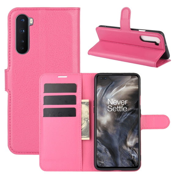 For OnePlus Nord Litchi Texture Horizontal Flip Protective Case with Holder & Card Slots & Wallet(Rose red)