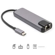 USB-C/Type-C to HD 4K HDMI + RJ45 + USB 3.0 + USB 2.0 + PD 5 in 1 HUB Converter