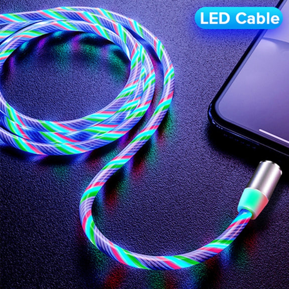 USB to 8 Pin Magnetic Suction Colorful Streamer Mobile Phone Charging  Cable, Length: 1m(Color Light)
