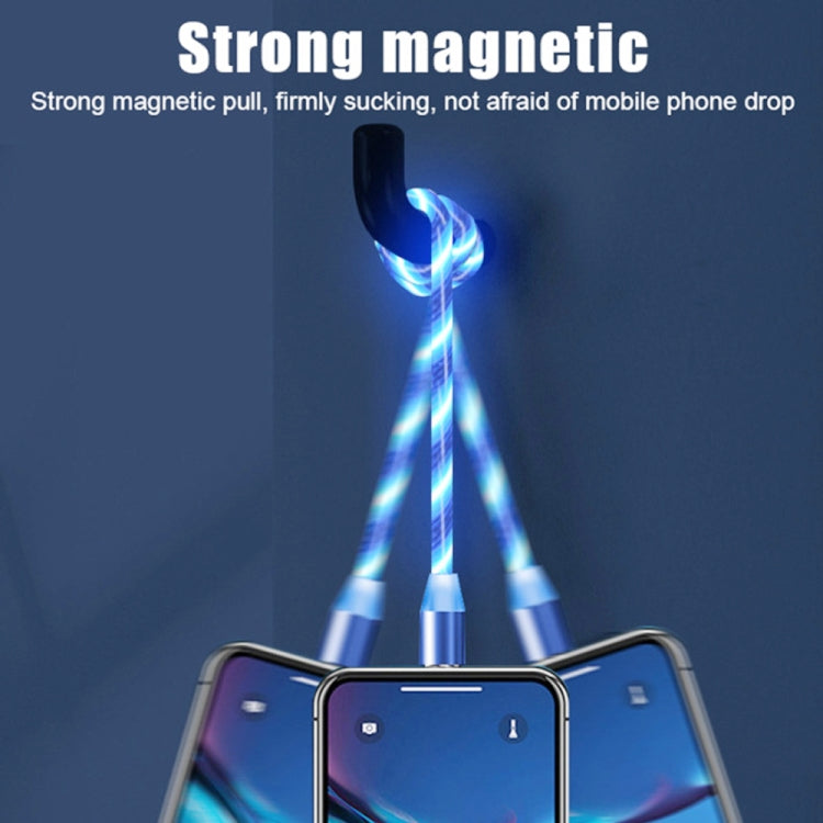 USB to 8 Pin Magnetic Suction Colorful Streamer Mobile Phone Charging  Cable, Length: 1m(Blue Light)