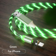 USB to 8 Pin Magnetic Suction Colorful Streamer Mobile Phone Charging  Cable, Length: 1m(Green Light)