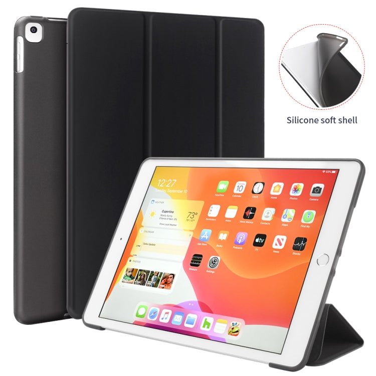 Three-folding Surface PU Leather TPU Matte Soft Bottom Case with Holder & Sleep / Wake-up Function For iPad 10.2 2021 / 2020 / 2019 / iPad Pro 10.5 inch(Sky blue)