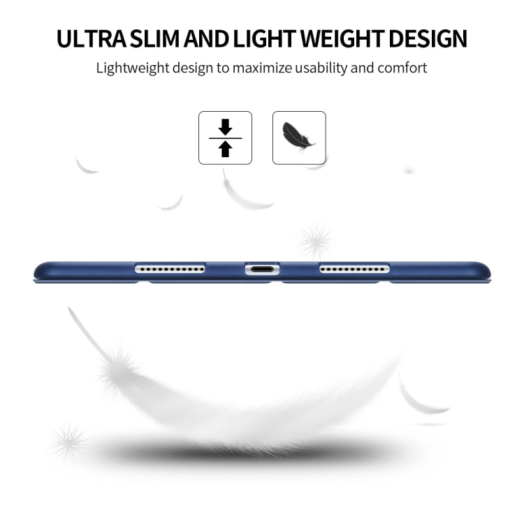 Three-folding Surface PU Leather TPU Matte Soft Bottom Case with Holder & Sleep / Wake-up Function For iPad 10.2 2021 / 2020 / 2019 / iPad Pro 10.5 inch(Sky blue)