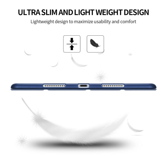 Three-folding Surface PU Leather TPU Matte Soft Bottom Case with Holder & Sleep / Wake-up Function For iPad 10.2 2021 / 2020 / 2019 / iPad Pro 10.5 inch(Sky blue)